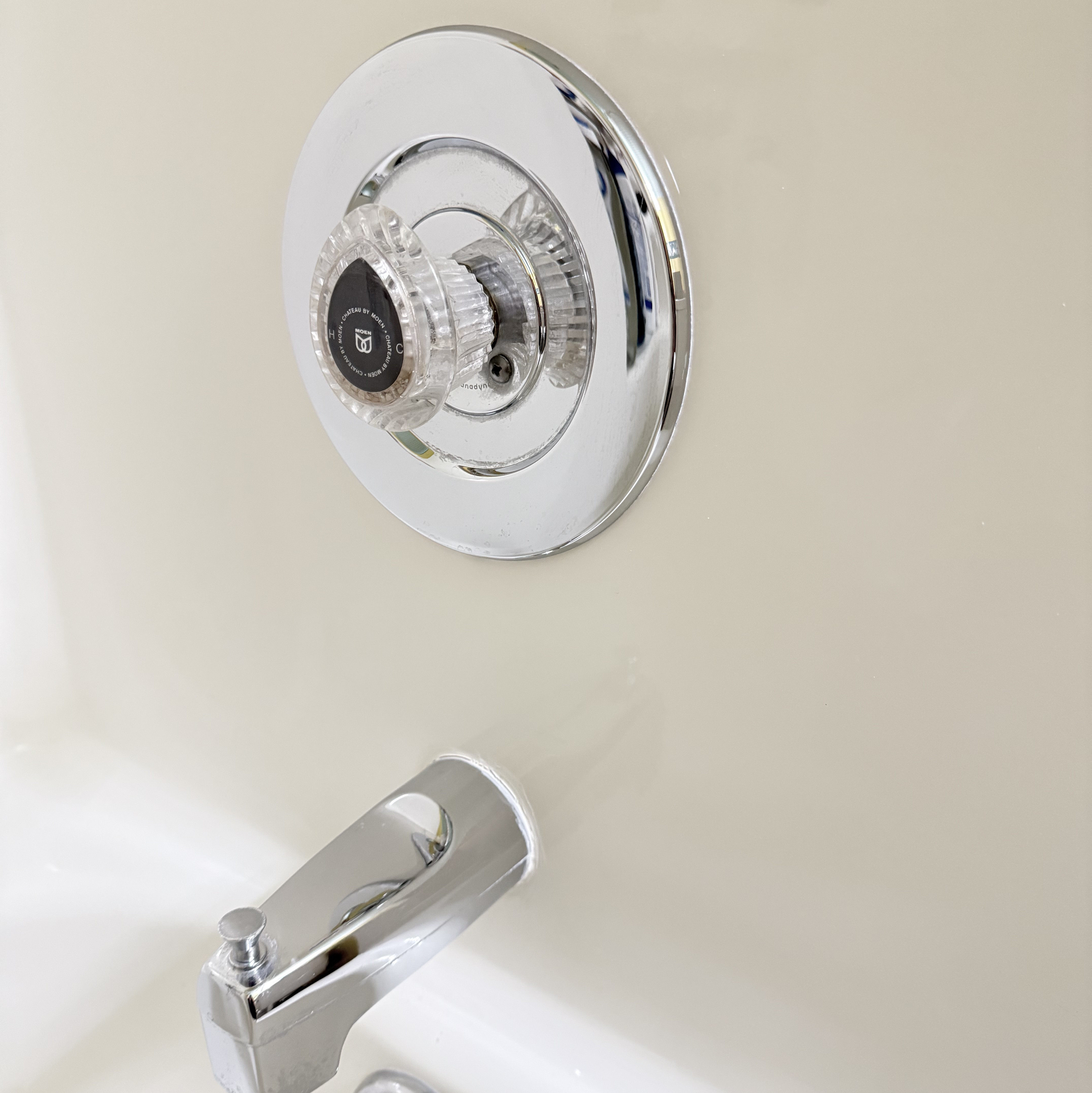 Polished fiberglass shower after service