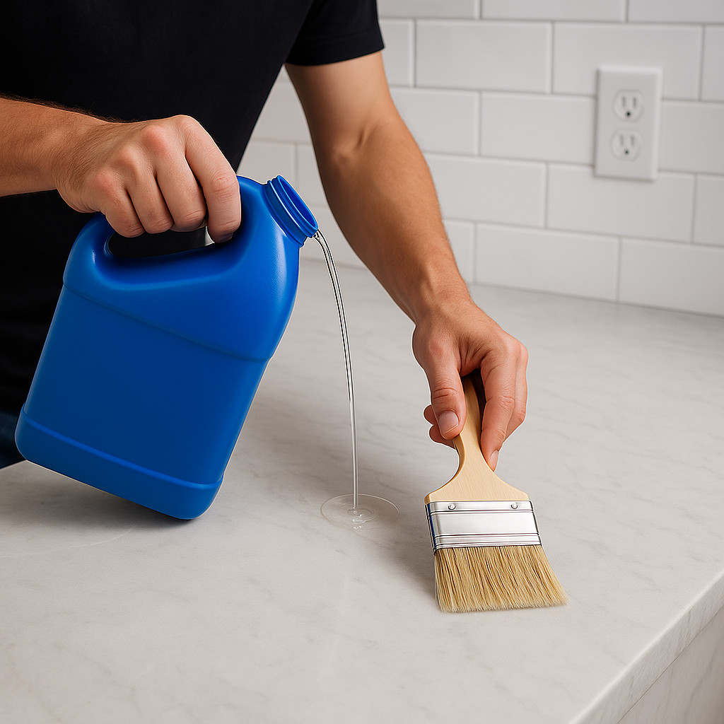 Stone countertop sealing to prevent staining and damage